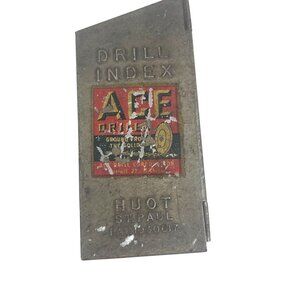 Ace Drill Index Vintage Huot St. Paul Metal Case With Assorted Drill Bits